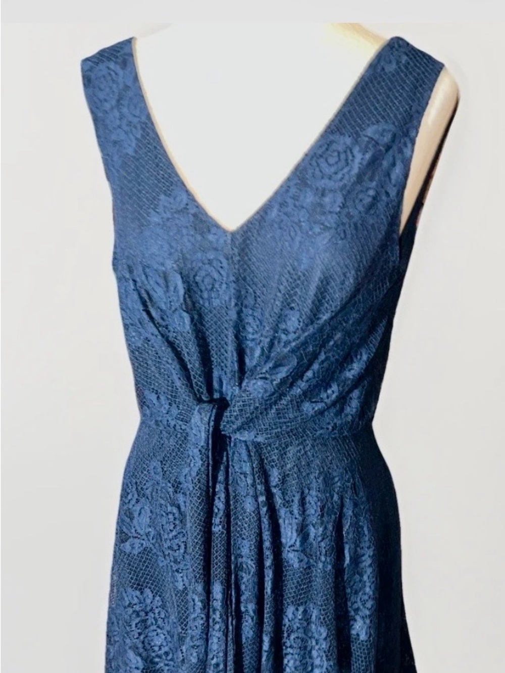 Luxology Elegant Navy Blue Fit And Flare Mini Lace Dress